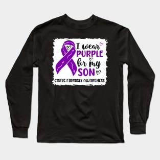 I Wear Purple For My Son Cystic Fibrosis Awareness Long Sleeve T-Shirt